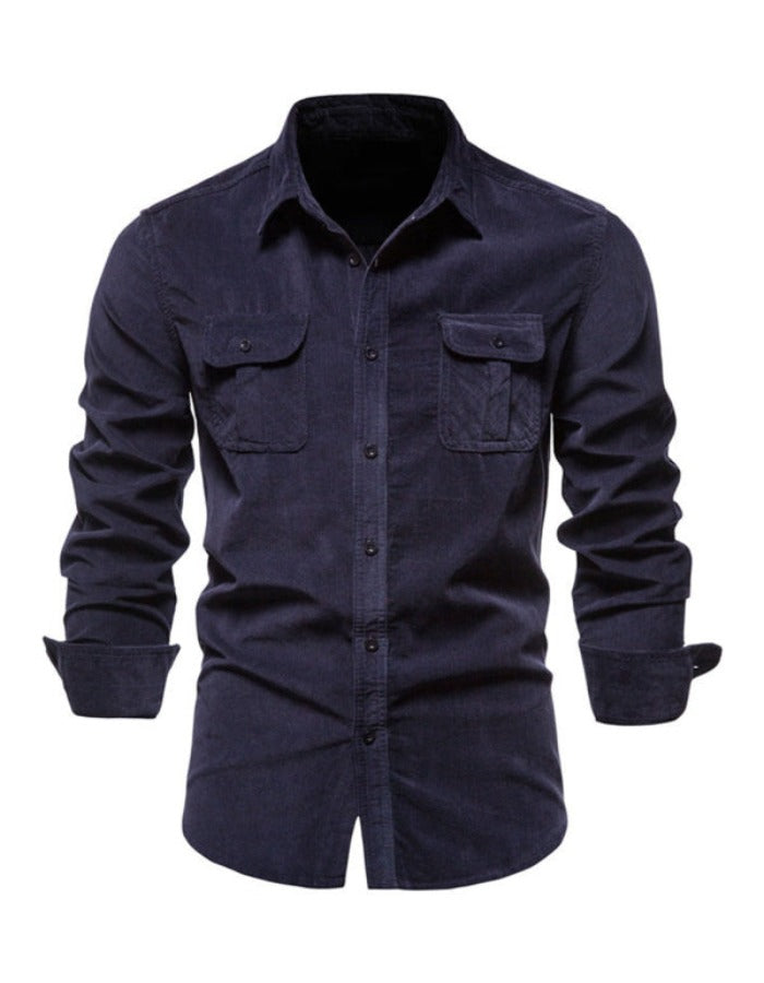 SHOPIQAT Men's Corduroy Slim-Fit Casual Long-Sleeve Shirt - Premium from shopiqat - Just $8.900! Shop now at shopiqat
